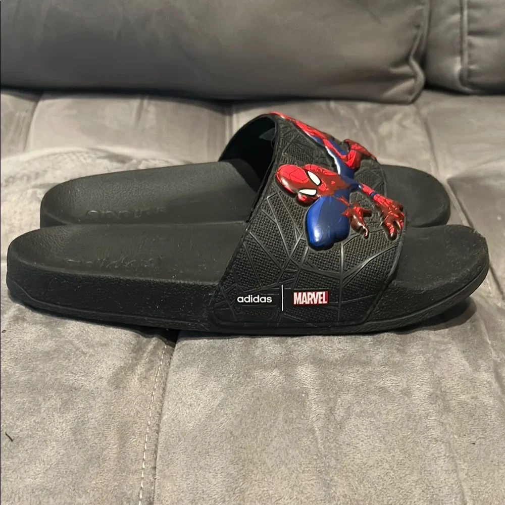 Adidas Spider-Man Black and Blue Slippers with Comfort and Style Size 5